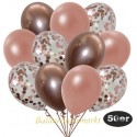 50er Luftballon-Set, 15 Roségold-Konfetti, 18 Metallic-Roségold und 17 Chrome-Roségold Luftballons