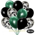 50er Luftballon-Set, 15 Schwarz-Konfetti, 18 Metallic-Schwarz und 17 Chrome-Grün Luftballons