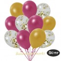 50er Luftballon-Set Metallic, 15 Gold-Konfetti, 18 Metallic-Burgund und 17 Metallic-Gold Luftballons