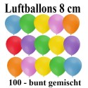 Luftballons Mini 8 cm, 100 Stück, Wasserbomben, bunt gemischt