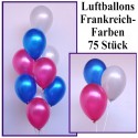 Luftballons in Frankreich-Farben, 75 Stück, Metallicballons 28-30 cm
