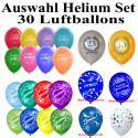 Helium Einweg mit 30 Luftballons, Auswahl selbst bestimmen