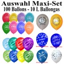 Helium Set mit 100 Luftballons, Auswahl selbst bestimmen, 10 Liter Ballongasflasche