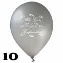 Luftballons, Latex, Alles Gute zur Konfirmation, 30 cm Ø, Silber, 10 Stück