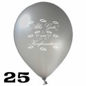 Luftballons, Latex, Alles Gute zur Konfirmation, 30 cm Ø, Silber, 25 Stück