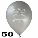 Luftballons, Latex, Alles Gute zur Konfirmation, 30 cm Ø, Silber, 50 Stück