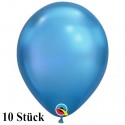 Chrome Luftballons Blau, Latex 27,5 cm Ø 10 Stück, Qualatex