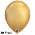 Chrome Luftballons Gold, Latex 27,5 cm Ø 10 Stück, Qualatex