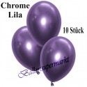 Chrome Luftballons Lila, Latex 28-30 cm Ø, 10 Stück