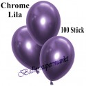 Chrome Luftballons Lila, Latex 28-30 cm Ø, 100 Stück