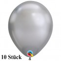 Chrome Luftballons Silber, Latex 27,5 cm Ø 10 Stück, Qualatex