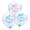 Qualatex Luftballons, Latexballons He or She, Gender Reveal, 3 Stück