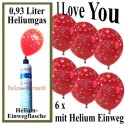 Luftballons Liebe Helium Set, 6 Ballons Liebe, Mini-Helium-Einweg