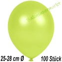 Luftballons Latex 25-28 cm Ø,  Metallic Apfelgrün, 100 Stück