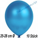 Luftballons Latex 25-28 cm Ø,  Metallic Blau, 10 Stück