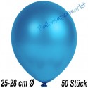 Luftballons Latex 25-28 cm Ø,  Metallic Blau, 50 Stück