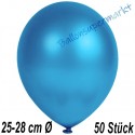 Luftballons Latex 25-28 cm Ø,  Metallic Blau, 50 Stück