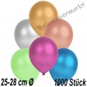 Luftballons Latex 25-28 cm Ø,  Metallic Bunt gemischt, 1000 Stück