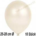 Luftballons Latex 25-28 cm Ø,  Metallic Elfenbein, 10 Stück