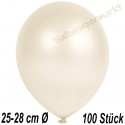 Luftballons Latex 25-28 cm Ø,  Metallic Elfenbein, 100 Stück