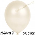 Luftballons Latex 25-28 cm Ø,  Metallic Elfenbein, 500 Stück