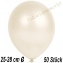 Luftballons Latex 25-28 cm Ø,  Metallic Elfenbein, 50 Stück