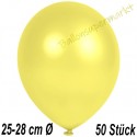Luftballons Latex 25-28 cm Ø,  Metallic Gelb, 50 Stück