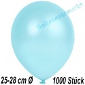 Luftballons Latex 25-28 cm Ø,  Metallic Hellblau, 1000 Stück