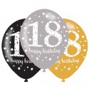 Luftballons, Latexballons Sparkling Celebration 18 zum 18. Geburtstag, 6 Stück