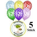 Luftballons Zahl 2  zum 2. Geburtstag / gemischte Farben, 30cm, 5 Stück