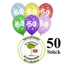 Luftballons Zahl 50  zum 50. Geburtstag / gemischte Farben, 30cm, 50 Stück