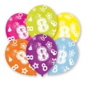 Luftballons, Latexballons Happy 8 Birthday / gemischte Farben