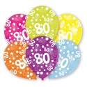 Luftballons, Latexballons Happy 80 Birthday / gemischte Farben
