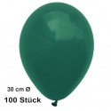 Luftballons, Latex 30 cm Ø, 100 Stück / Dunkelgrün - Gute Qualität