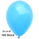Luftballons, Latex 30 cm Ø, 100 Stück / Himmelblau - Gute Qualität