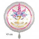 Magische Geburtstagswünsche, 7. Geburtstag. Unicorn Flowers mit Ballongas zum Geburtstag