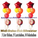 Midi-Ballons-Helium-Set-Silvester, Silvester-Luftballons Happy New Year, Silvesterdekoration