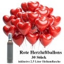 Midi-Set 1, 30 rote Herzluftballons mit Helium / inkl. Abholung