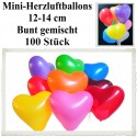 Herzluftballons, Mini-Herzballons 100 Stück, Bunt Gemischt
