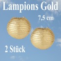 Lampions, 7,5 cm, Gold, 2er Set