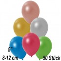 Luftballons Mini, Metallicfarben, Bunt gemischt, 50 Stück