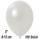 Luftballons Mini, Metallicfarben, Perlweiß, 100 Stück