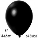Luftballons Mini, Metallicfarben, Schwarz, 50 Stück