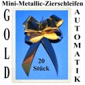 Mini-Metallic Zierschleifen Gold, 14 mm, Automatik-Ziehschleifen, 20 Stück