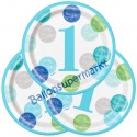 Mini-Partyteller zum 1. Geburtstag, Junge, 1st Birthday Blue Dots, 8 Stück
