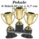 Pokale, 6 Stück, Dekoration Hollywood Mottoparty, Give-aways, Mitgebsel zum Kindergeburtstag