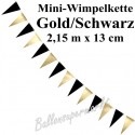 Fest- und Party-Dekoration, Mini-Wimpelkette, gold/schwarz
