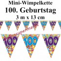 Mini-Wimpelkette Zahl 100, Dekoration zum 100. Geburtstag