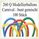 100 Stück Modellierballons, Qualatex, 260 Q - Carnival Mix