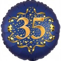 Luftballon aus Folie zum 35. Geburtstag, Satin Navy Blue, 45 cm, rund, inklusive Helium